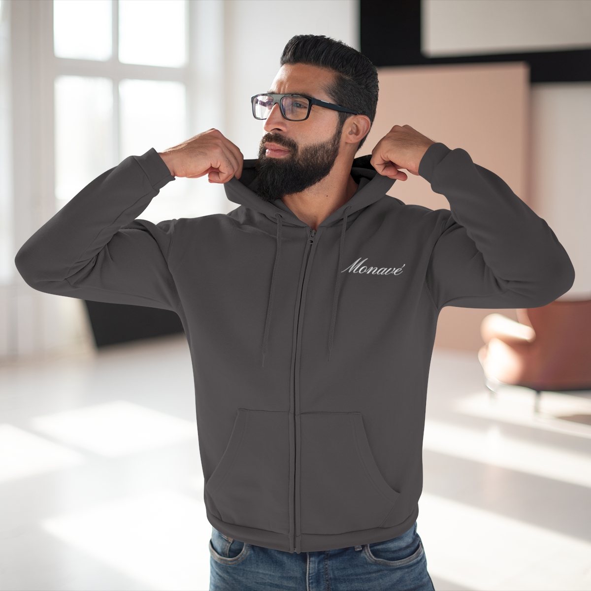 Monavé Zip Hoodie – Anthracite