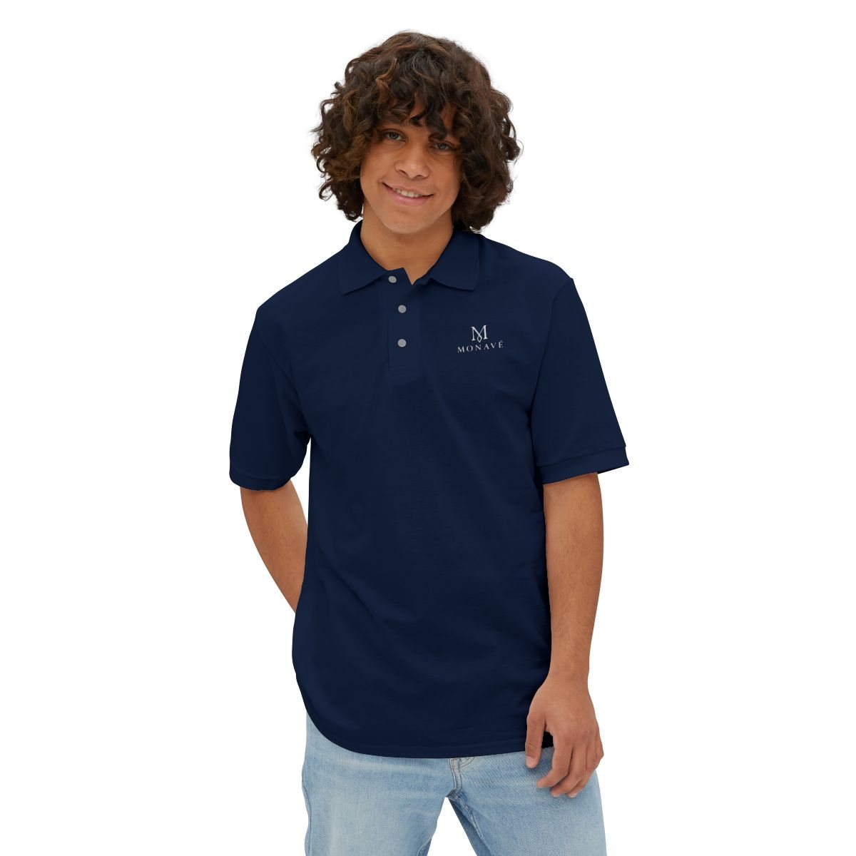 Minimal Embroidered Initial Polo Shirt – J. Navy