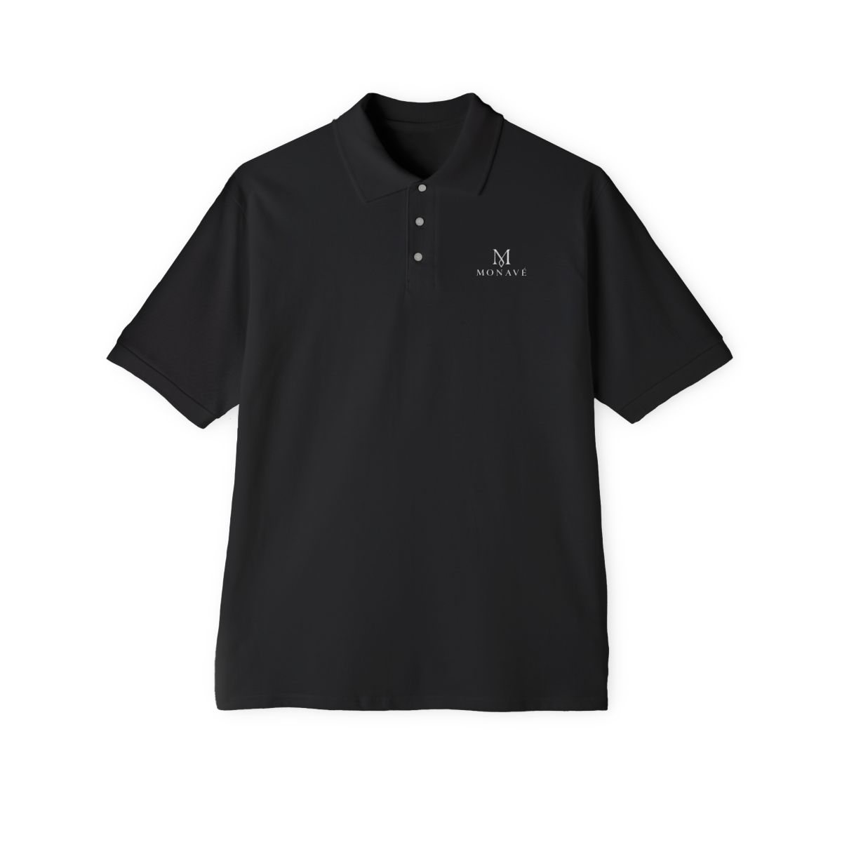 Minimal Embroidered Initial Polo Shirt – Black