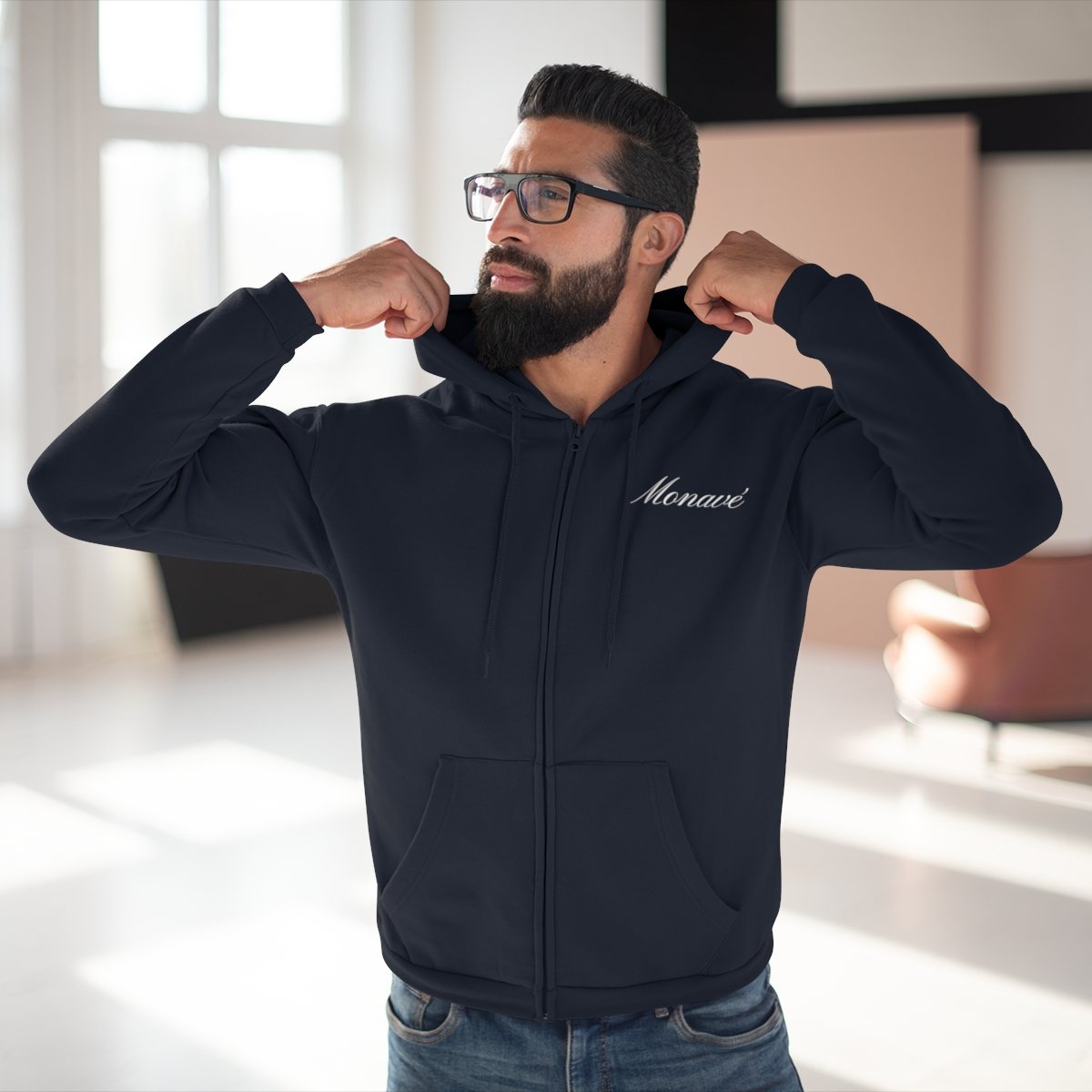 Monavé Zip Hoodie – Navy