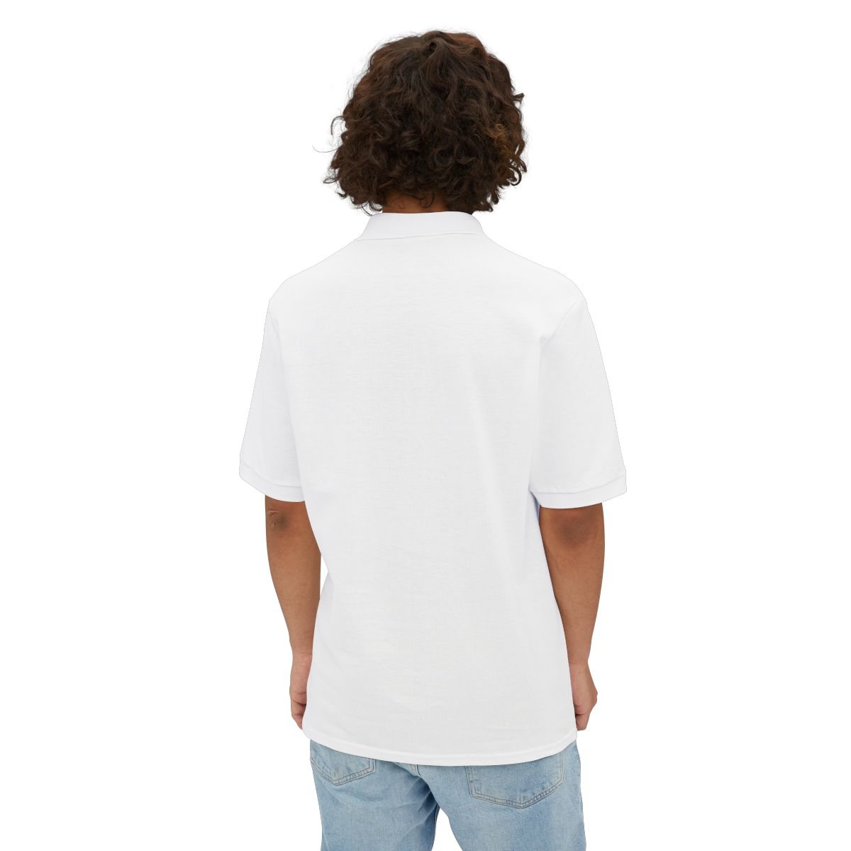 Minimal Embroidered Initial Polo Shirt – White