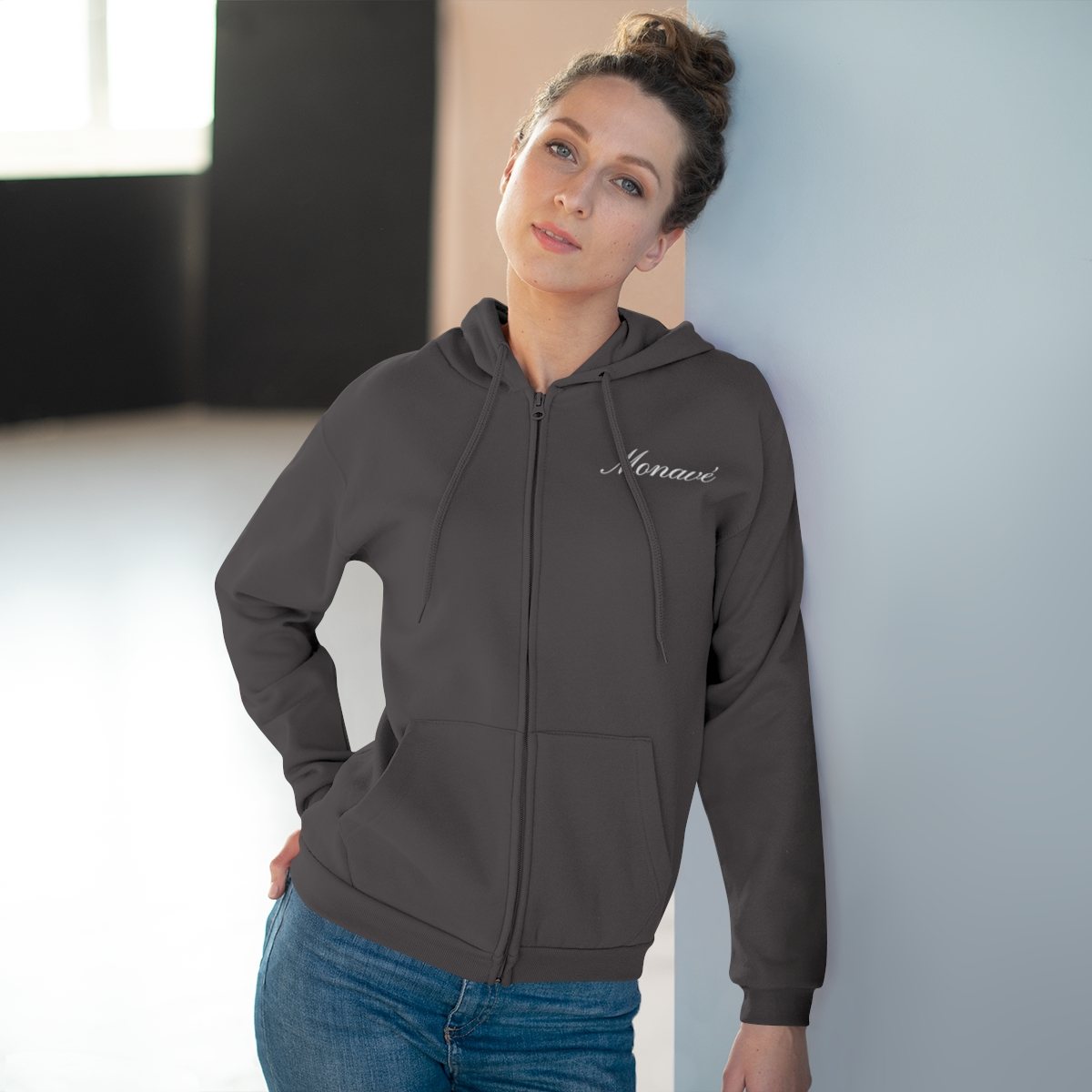 Monavé Zip Hoodie – Anthracite
