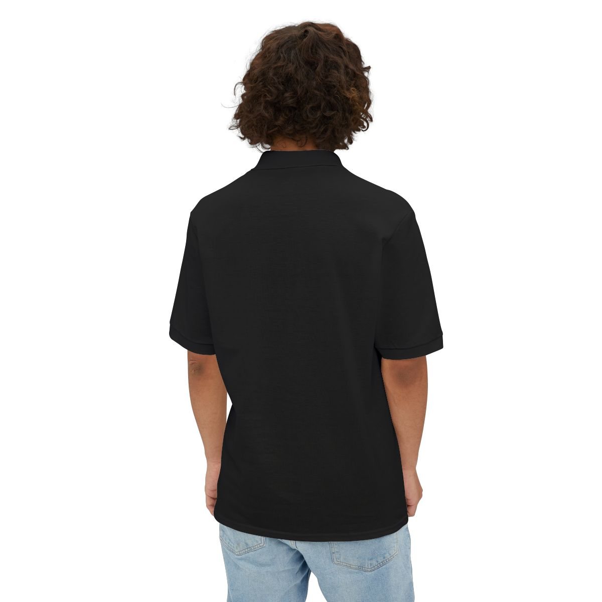 Minimal Embroidered Initial Polo Shirt – Black