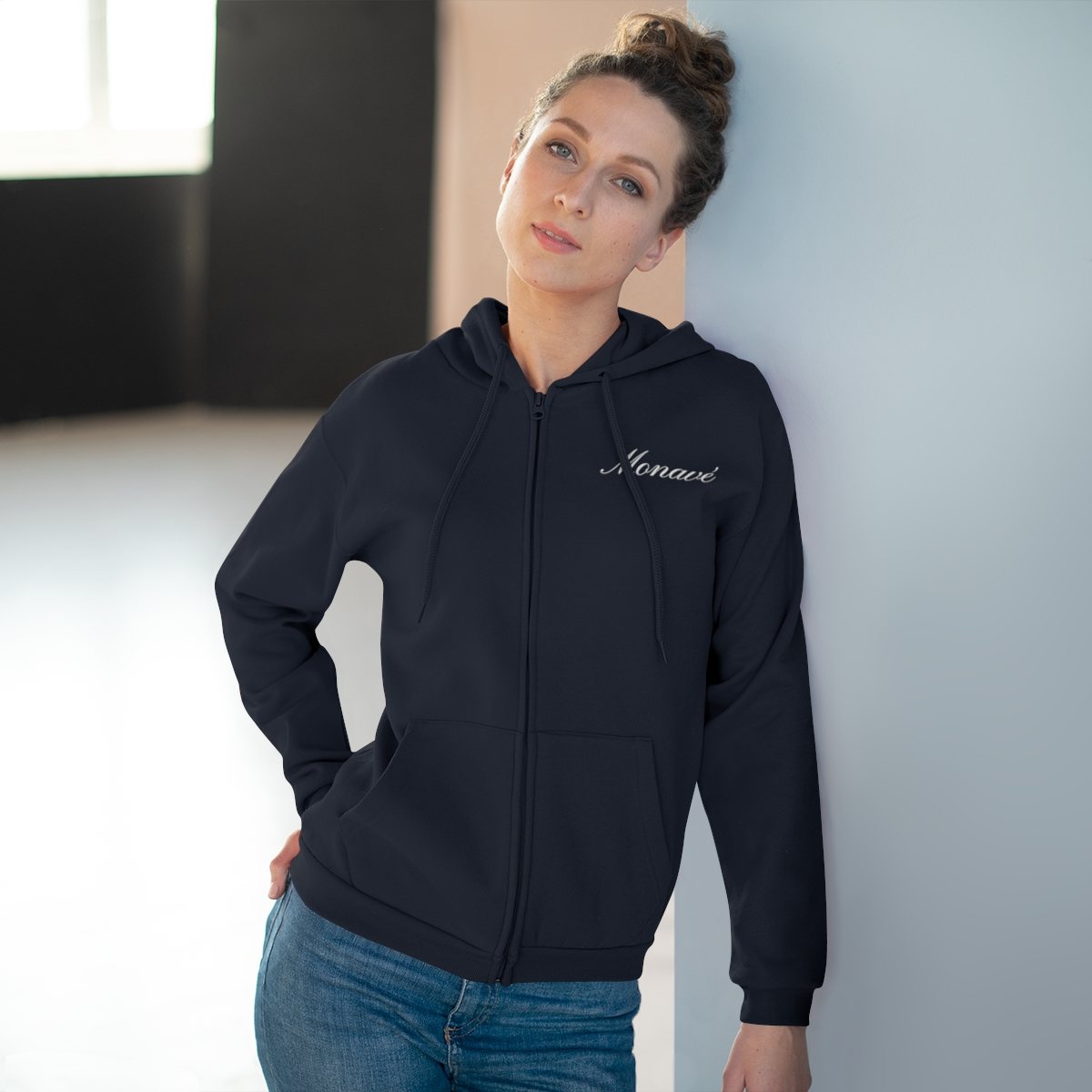 Monavé Zip Hoodie – Navy